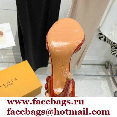 Alaia Heel 10.5cm Studs Bombe Sandals Leather Rainbow Red