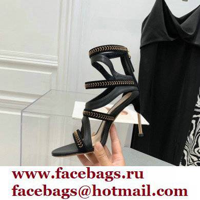 Alexander McQueen Heel 10.5cm Chain Link Suede Sandals Black 2022 - Click Image to Close