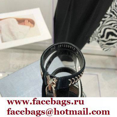 Alexander McQueen Heel 10.5cm Chain Link Suede Sandals Black/White 2022 - Click Image to Close