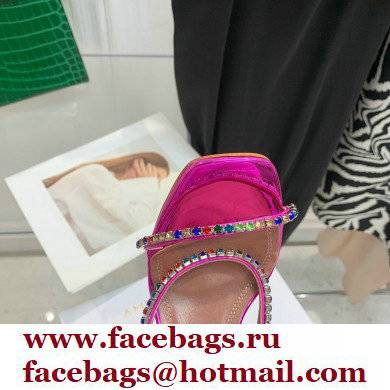 Amina Muaddi Heel 9.5cm Crystals Gilda Sandals Patent Fuchsia 2022