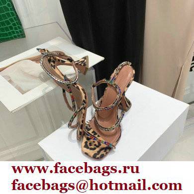 Amina Muaddi Heel 9.5cm Crystals Gilda Sandals Tiger Print 2022