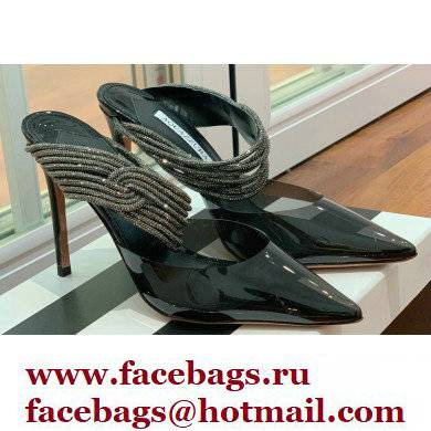 Aquazzura Heel 8.5cm/10cm PVC Instinct Crystal Mules Black 2022