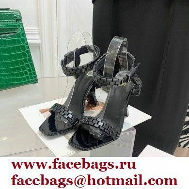 Balmain Heel 10.5cm Leather Ultima Sandals Patent Black 2022