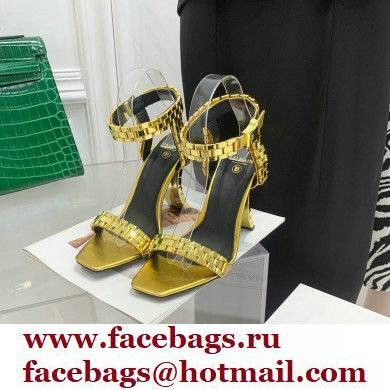 Balmain Heel 10.5cm Leather Ultima Sandals Patent Gold 2022 - Click Image to Close