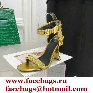 Balmain Heel 10.5cm Leather Ultima Sandals Patent Gold 2022