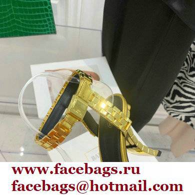 Balmain Heel 10.5cm Leather Ultima Sandals Patent Gold 2022 - Click Image to Close