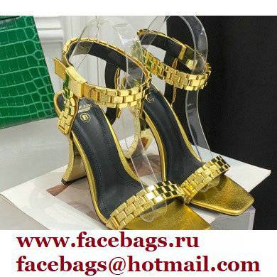 Balmain Heel 10.5cm Leather Ultima Sandals Patent Gold 2022