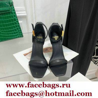 Balmain Heel 10.5cm Leather Uma Sandals Black 2022 - Click Image to Close