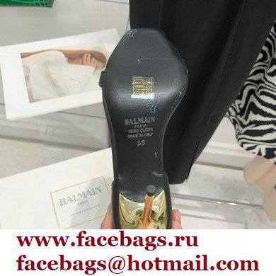 Balmain Heel 10.5cm Leather Uma Sandals Black 2022 - Click Image to Close