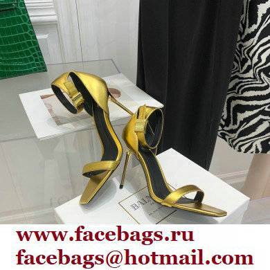 Balmain Heel 10.5cm Leather Uma Sandals Gold 2022 - Click Image to Close