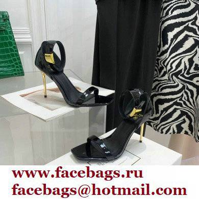 Balmain Heel 10.5cm Leather Uma Sandals Patent Black 2022