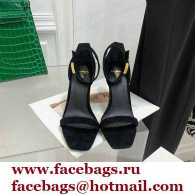 Balmain Heel 10.5cm Leather Uma Sandals Suede Black 2022