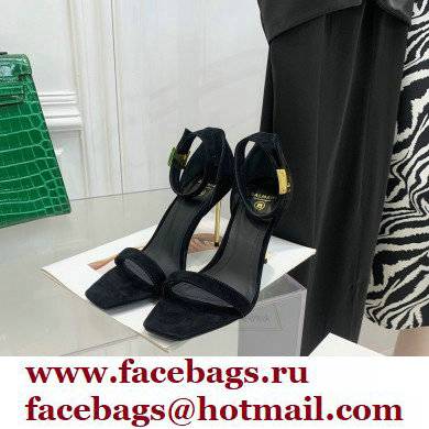 Balmain Heel 10.5cm Leather Uma Sandals Suede Black 2022 - Click Image to Close