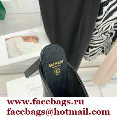Balmain Heel 9.5cm Draped Leather Ulla Mules Black 2022