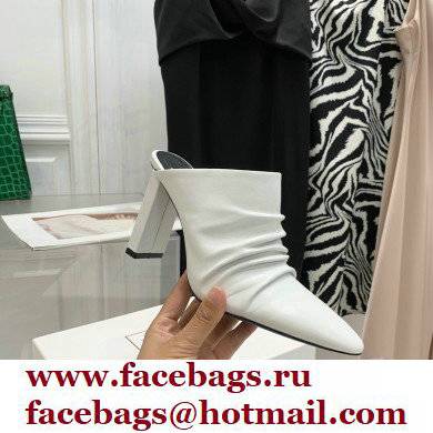 Balmain Heel 9.5cm Draped Leather Ulla Mules White 2022