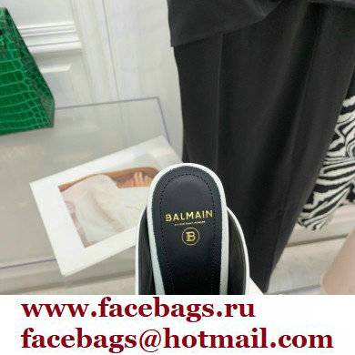 Balmain Heel 9.5cm Draped Leather Ulla Mules White 2022 - Click Image to Close
