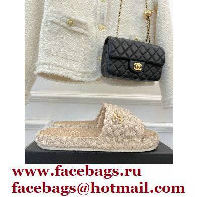 Chanel Braided Knit Cord Mules Beige 2022 - Click Image to Close