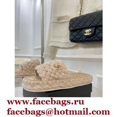 Chanel Braided Knit Cord Mules Beige 2022