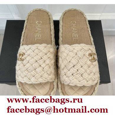 Chanel Braided Knit Cord Mules Beige 2022