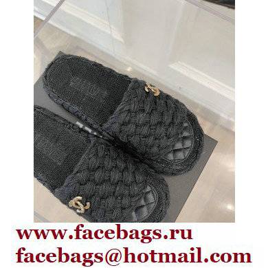 Chanel Braided Knit Cord Mules Black 2022