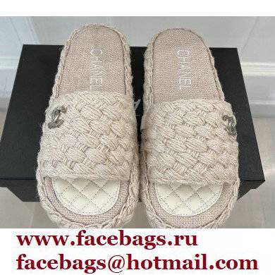 Chanel Braided Knit Cord Mules White 2022 - Click Image to Close