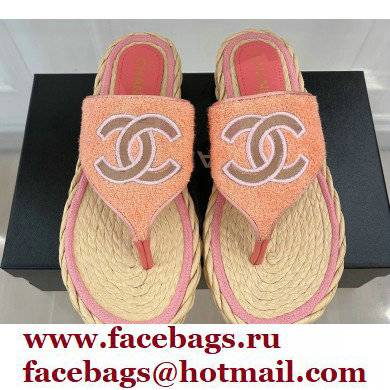 Chanel CC Logo Thong Mules Pink 2022 - Click Image to Close