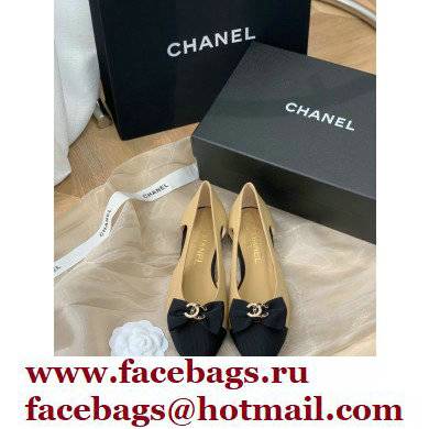 Chanel CC Logo and Bow Ballerinas Beige/Black 2022