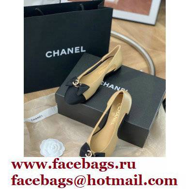 Chanel CC Logo and Bow Ballerinas Beige/Black 2022 - Click Image to Close