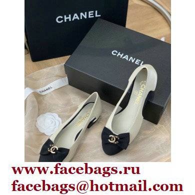 Chanel CC Logo and Bow Ballerinas White/Black 2022 - Click Image to Close