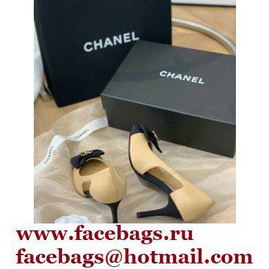 Chanel CC Logo and Bow Pumps Beige/Black 2022 - Click Image to Close