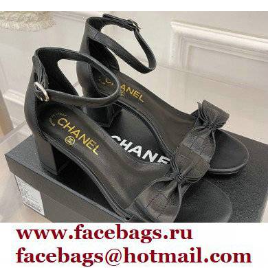 Chanel CC Logo and Bow Sandals Black 2022 - Click Image to Close
