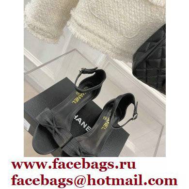 Chanel CC Logo and Bow Sandals Black 2022