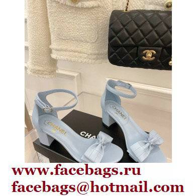 Chanel CC Logo and Bow Sandals Light Blue 2022 - Click Image to Close