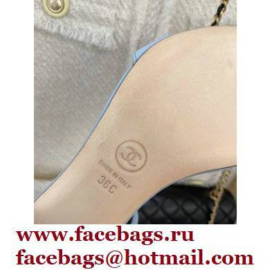 Chanel CC Logo and Bow Sandals Light Blue 2022 - Click Image to Close