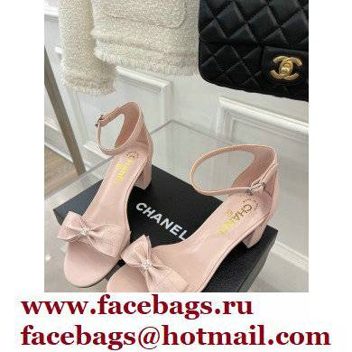 Chanel CC Logo and Bow Sandals Light Pink 2022