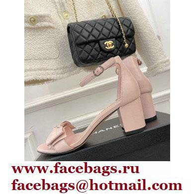 Chanel CC Logo and Bow Sandals Light Pink 2022