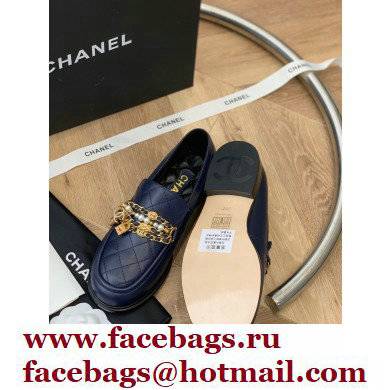 Chanel Chain Lambskin and Jewelry Loafers G38922 Navy Blue 2022