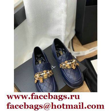 Chanel Chain Lambskin and Jewelry Loafers G38922 Navy Blue 2022