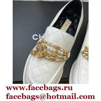 Chanel Chain Lambskin and Jewelry Loafers G38922 White 2022