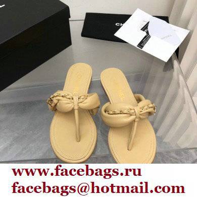 Chanel Chain Lambskin and Metal Thong Sandals G38210 Beige 2022
