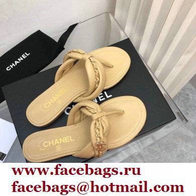 Chanel Chain Lambskin and Metal Thong Sandals G38210 Beige 2022