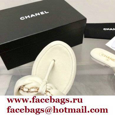 Chanel Chain Lambskin and Metal Thong Sandals G38210 White 2022 - Click Image to Close