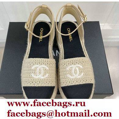 Chanel Embroidery and Grosgrain Espadrilles Sandals G38737 Black/Beige 2022