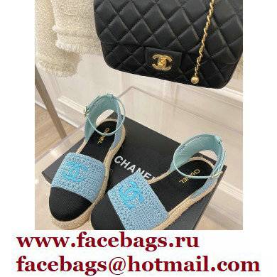 Chanel Embroidery and Grosgrain Espadrilles Sandals G38737 Black/Blue 2022