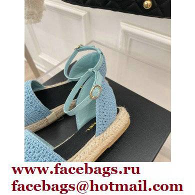 Chanel Embroidery and Grosgrain Espadrilles Sandals G38737 Black/Blue 2022 - Click Image to Close