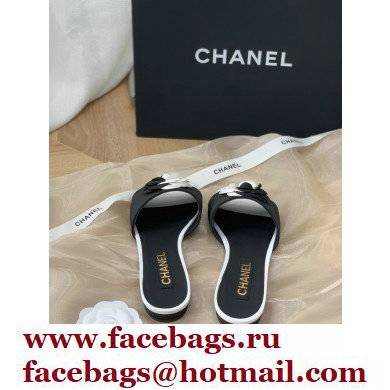 Chanel Grosgrain Camellia Mules Black/White 2022