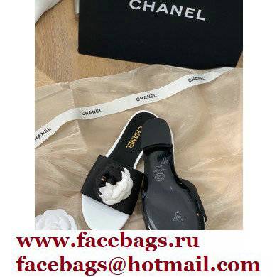 Chanel Grosgrain Camellia Mules Black/White 2022