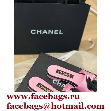 Chanel Grosgrain Camellia Mules Pink/Black 2022