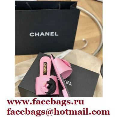 Chanel Grosgrain Camellia Mules Pink/Black 2022