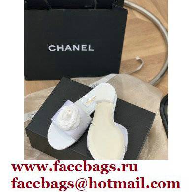Chanel Grosgrain Camellia Mules White 2022